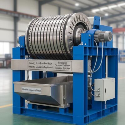 Capacidad de 1 a 10 toneladas por hora Equipo de separación magnética con frecuencia de vibración de 70 rmin y guía técnica de instalación para garantizar el funcionamiento