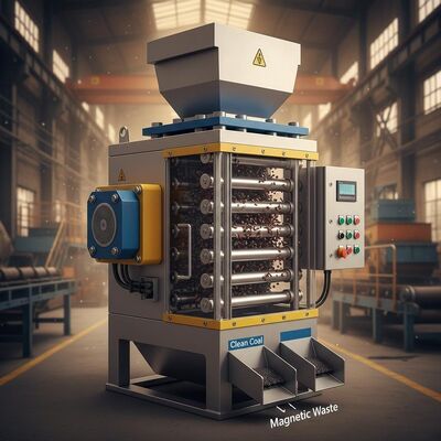 Extractor de partículas magnéticas de intensidad de campo magnético de fondo de 10000-15000 Gauss diseñado para el procesamiento de carbón y la separación de materiales